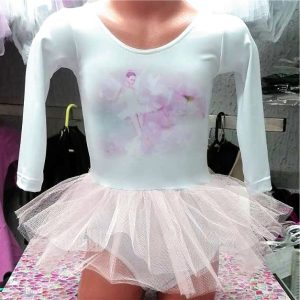 Triko beli baletski -roze til suknjica -akvarel vila balerina