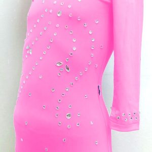 Roze triko ukrasen sa sto kristala za gimnastiku ples