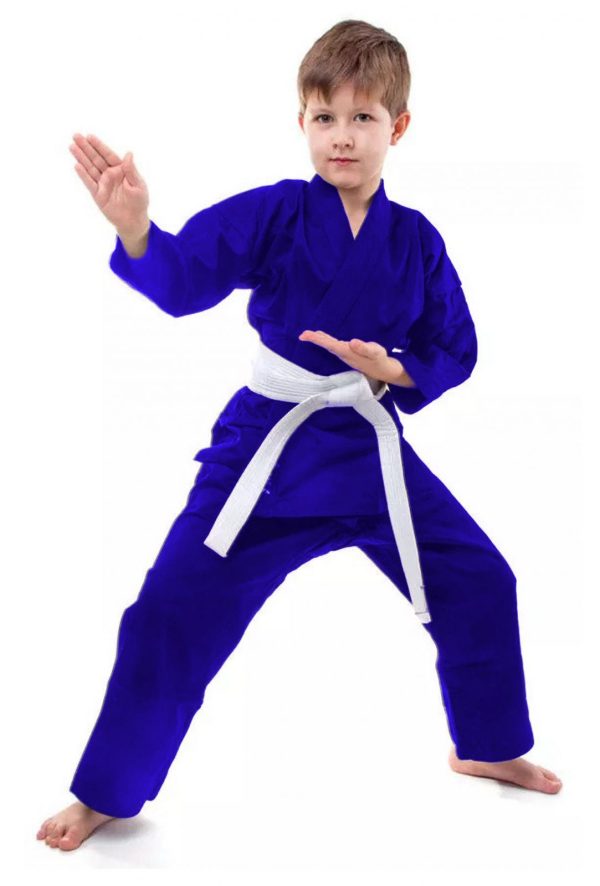 Deciji kimono za judo plavi od glatkog debelog kepera